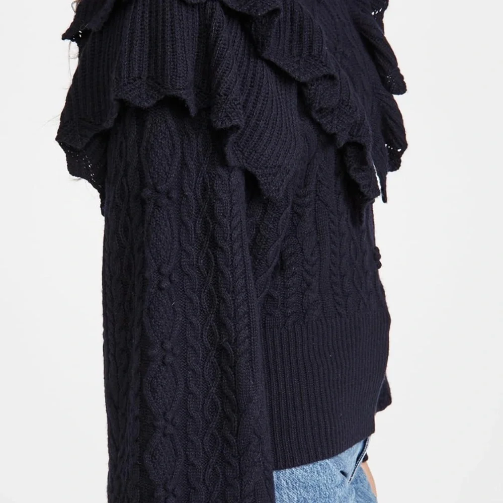 Autumn Cashmere Victorian Cable Knit Ruffled Sweatee - Picture 13 of 16